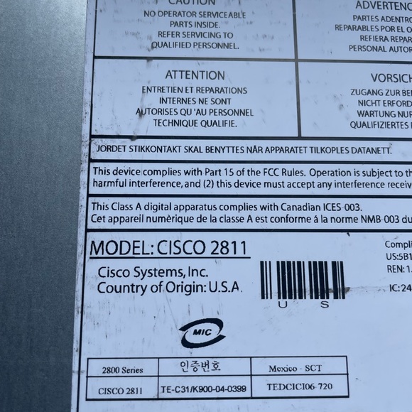 CISCO 2800 Series Cisco 2811 Integrated Services Router - Picture 7 of 7